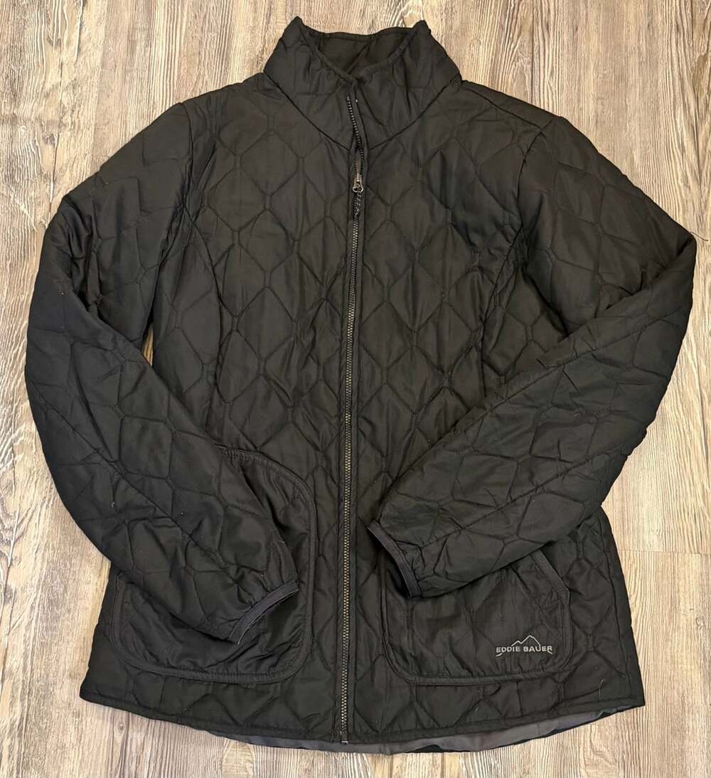 Eddie Bauer Quilted Field Jacket Size S Black